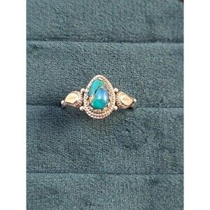 Sterling Silver Spiny Oyster Turquoise Copper Ring 925 Size 7.25 Southwest Boho